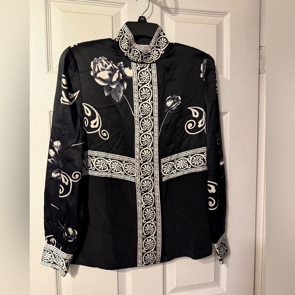 Vintage 1970's Francesca Of Damon Silk Blouse Size 4